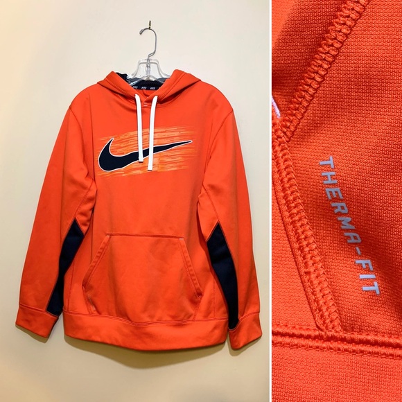 Nike Other - Nike sportswear men’s orange/black pullover therma-fit hoodie. Size M
